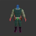 Muscular Man Wearing Blue Sleeveless Top Helmet White Skull Belt and Black Boots