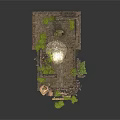 Modern Landscape Design Featuring Ancient Buddha Statue Ruins Stone Moss And Plants