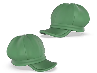 Two Green Stylish Cap Hats With Rounded Crown And Curved Brim Design 3d model