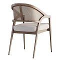 Modern Single Chair With Wooden Frame Armrests Mesh Backrest And Fabric Seat Cushion