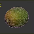 Shiny Ripe Mango With Green And Orange Skin On Dark Reflective Surface