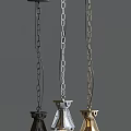 Three Modern Pendant Lights Featuring Metal Frames And Transparent Glass Shades