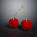 Fresh Red Cherries With Shiny Water Droplets On Dark Background Showcasing Vibrant Reflection