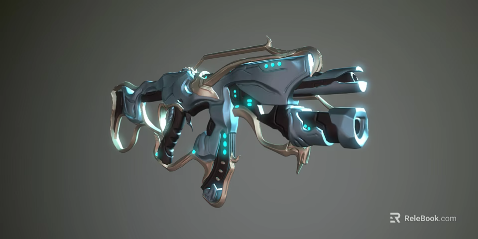 Futuristic Sci Fi Weapon With Blue Luminous Accents And Metallic Design 3d model 