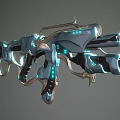 Futuristic Sci Fi Weapon With Blue Luminous Accents And Metallic Design
