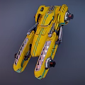 Futuristic Yellow Smart Machine With Sleek Flying Design Green Stripes And Advanced Engines