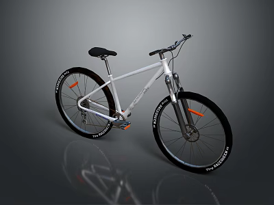 Sleek White Mountain Bike Featuring Black Tires Aluminum Frame And Reflective Strips 3d model