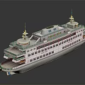 Large White Multi Deck Passenger Water Transport Vessel With Windows And Upper Decks