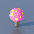 Pink Mushroom Shaped Household Decor With Yellow Polka Dots And Brown Base