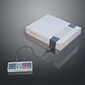 Classic Retro Game Console System With White Gray Console Unit And Connected Controller 3d model