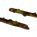 Green Moss Covered Stone Wood Logs With Natural Rustic Texture 3d model