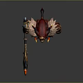 Horned Demon Warrior With Red Beard Ornate Armor Feathered Shoulders And Battle Axe
