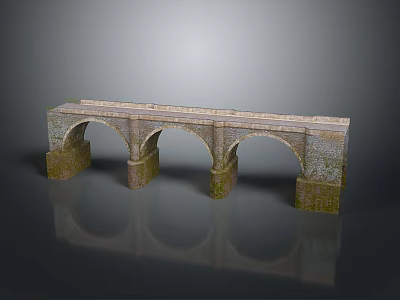 Stone Bridge Architecture With Arched Design Multiple Piers And Solid Stone Structure 3d model