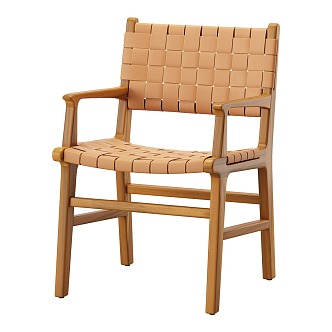 Log-style rattan armchair single chair 3d model