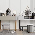 Light Luxury Dressing Table Dressing Table Cosmetic Mirror 3d model