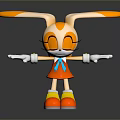 Cartoon Rabbit With Long Orange White Ears Orange Dress Blue Bow White Gloves