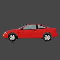 Red Two Door Compact Car With Sleek Design Silver Wheels And White Headlights