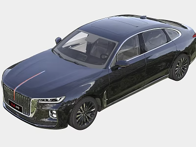 Black Luxury Sedan With Sleek Body Lines Front Grille And Alloy Wheels 3d model