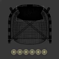 Modern Minimalist Brown Leather Accent Chair With Geometric Pattern Pillow And Dark Metal Frame