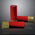 Red And Gold Shotgun Shells As Tactical Ammunition Equipment With Brass Base And Ribbed Casing