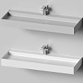 Modern White Washbasin with Sleek Design and Polished Chrome Faucet for Bathroom