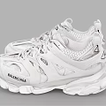 Balenciaga White Chunky Sole Mesh Design Lace Up Trendy Sporty Sneakers
