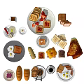 Fresh Assorted Breakfast Foods Including Toast Eggs Bread Coffee Pastries And Cookies