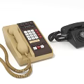 Vintage Telephones Display Beige Push Button And Black Rotary Dial Classic Models