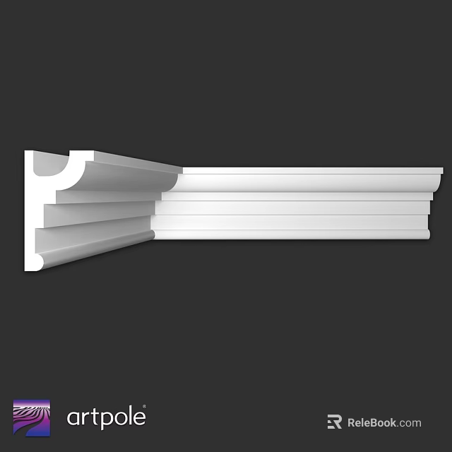 White Layered Decorative Molding With Smooth Edges For Interior Design 3d model 