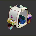 White Police Patrol Tricycle With Blue Seat Roof Lights Side Stripes And Orange Details