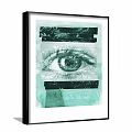 Teal Eye Collage Artwork With Abstract Layered Design And Green Tones