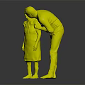 Two People Elderly And Younger Sharing Affectionate Hug And Kiss 3d model