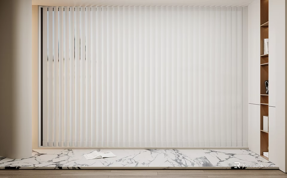 White Vertical Blinds In Modern Interior With Smooth Surface And Natural Light 3d model
