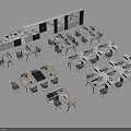 Modern Office Desk With Ergonomic Chair Laptop Stationery And Potted Plant
