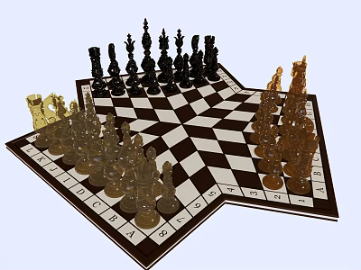 Modern Chess Board Chess Pieces 3d model