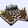 Chess Entertainment with Black Gold Pieces on Black White Checkerboard with Letter Number Markings