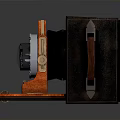 Vintage Electronic Camera With Wooden Body Leather Case And Retro Lens Design