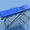 Commercial Medical Stretcher with Blue Mattress Wheels Metal Frame and Straps