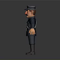 Cartoon Police Officer Character In Blue Uniform With Hat Mustache And Brown Boots