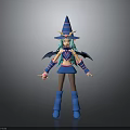 Woman With Blue Hair And Horned Wizard Hat In Colorful Outfit With Wings