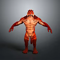 Red Muscular Lion Head Mythical Creature 3D Model With Detailed Body