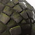 Spherical Mosaic Tile Assembly With Dark Green Geometric Pattern Texture