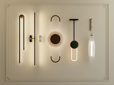 Various Modern Wall Lamps with Unique Designs and Elegant Lighting for Home Decor 3d model