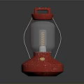 Red Vintage Lantern With Silver Middle Part And Transparent Glass Cover