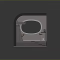 Cartoon Room Interior Scene With Desk Laptop Ladder Round Mirror Plant And Stairs