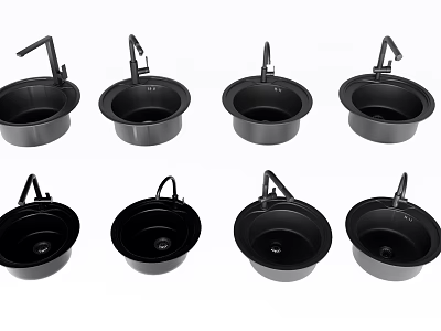 Modern Black Kitchen Sinks with Faucet Attachments in Multiple Designs for Home Use 3d model