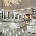 Modern Luxurious Real Estate Sales Office Interior With Marble Sand Table And Large Floor Windows