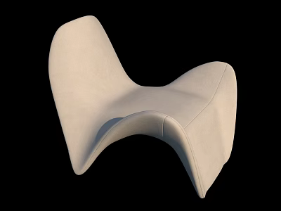 Modern Single Chair With Unique Curved Shape And Light Colored Fabric Design 3d model