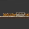 Medieval Style Building Facade With Wooden Frames Stone Walls Arched Door And Staircase