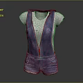 Denim Overalls Shorts Outfit Paired with White T-shirt for Casual Look